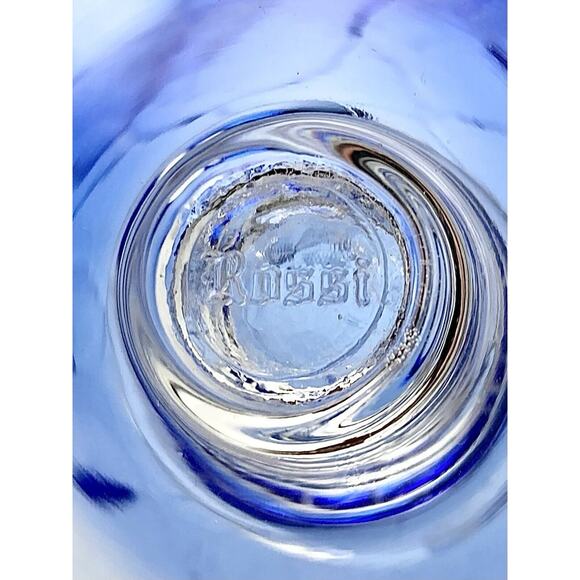 1990s Rossi Glass-Niagara Crackle Blue Pedestal Footed Ruffled Compote 6 7/8” - Picture 7 of 7